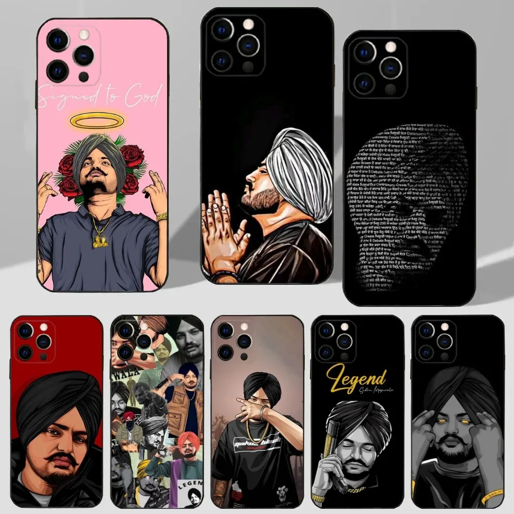 S-Sidhu M-Moose W-Wala Phone Case For iPhone 16 15 14 13 12 11 Plus Pro Max XS X XR SE Mini 8 7 Soft Silicone Black Cover