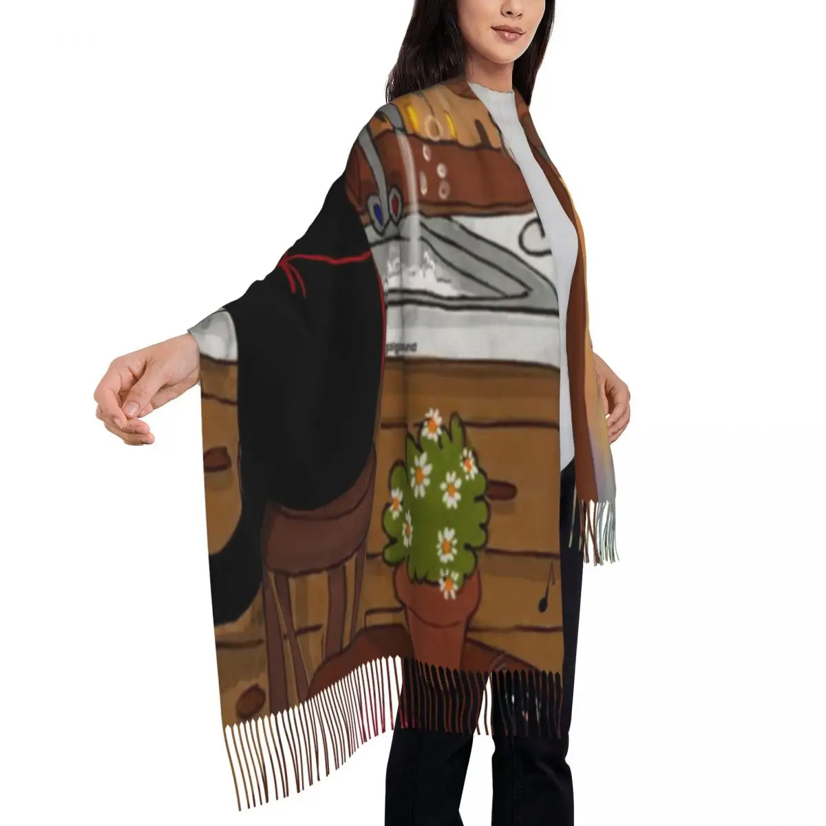 Stanis Washing The Dishes 72x197см Шаль Шарф с кисточками