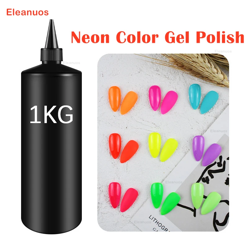 Eleanuos 1kg Neon Gel Polish High Quality Semi Permanent Fluorescense UV Gel Nail Polish Salon Use Vernis Wholesale Color Color