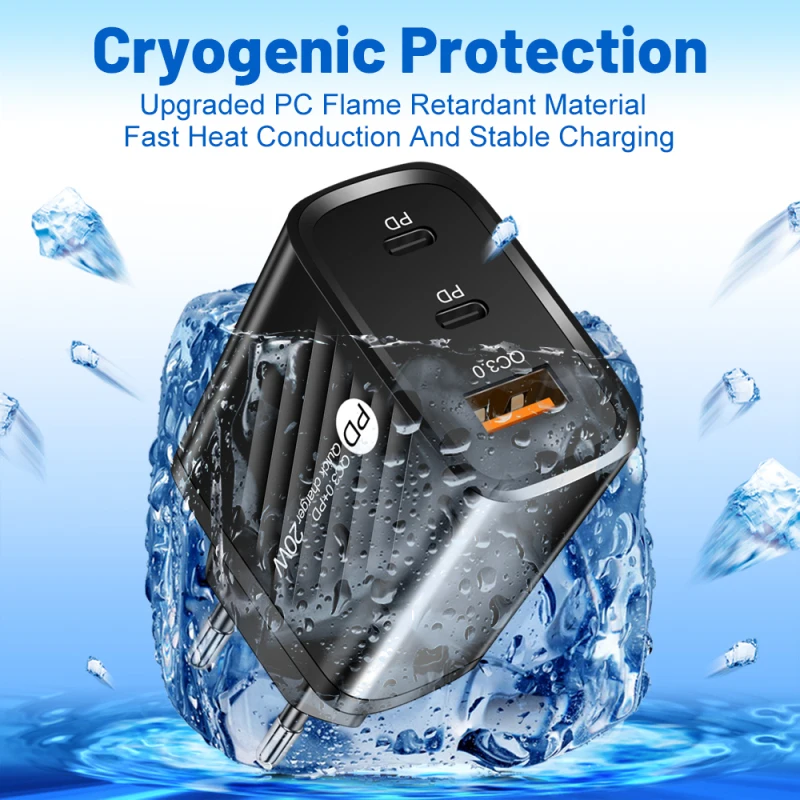 

Slant USB +2PD Type-c Phone Charger Multi-port Tablet Charger Small Portable Intelligent Charging Protection Travel Charger