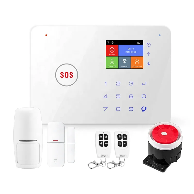 Glomarket Tuya Wifi GSM RF433 Alarm Kit Wireless Home Security Display Burglarly Fire Gas Alarm Family Alarm Door Sensor
