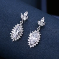 uilz luxury aaa cubic zircon silver color water drop crystal big long dangle earrings for women brides wedding jewelry
