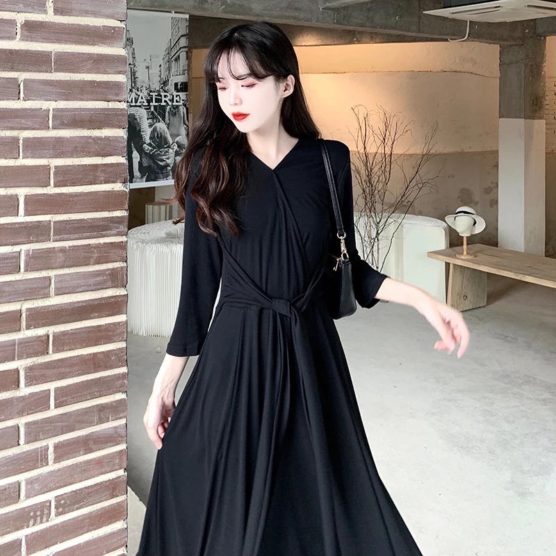 

Женское шифоновое платье с V-образным вырезом, рукавом 3/4