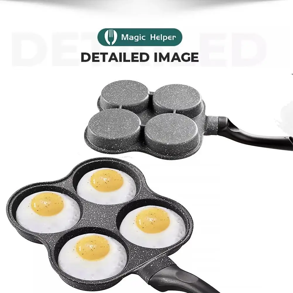 4 Holes Pancake Pan Non-Stick Fried Egg Pan Flat Frying Pan Breakfast Eggs Kitchen Tool Easy To Clean