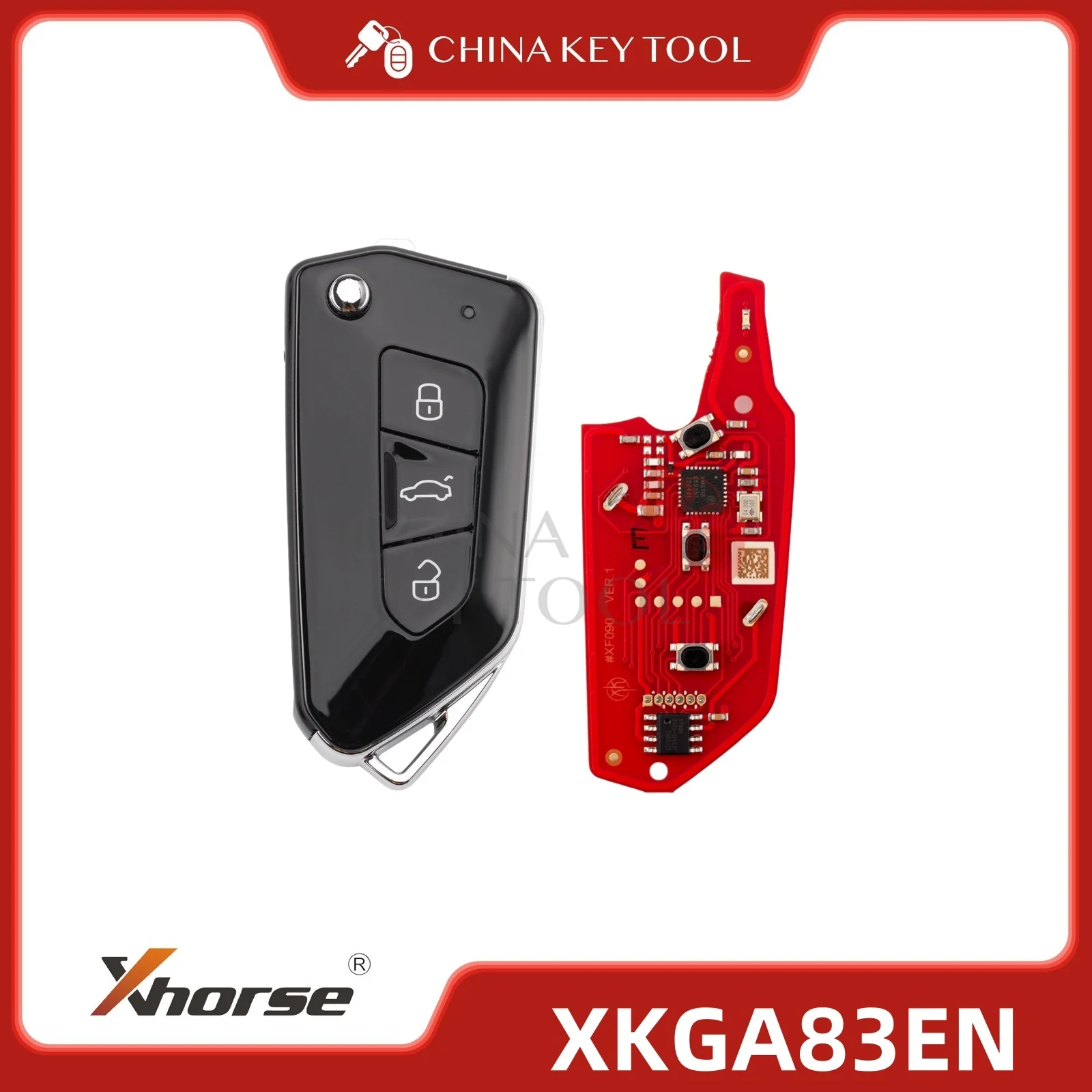 

Xhorse 2-го поколения, полностью черный стиль GA08, 3-кнопочный проводной дистанционный ключ XKGA83EN