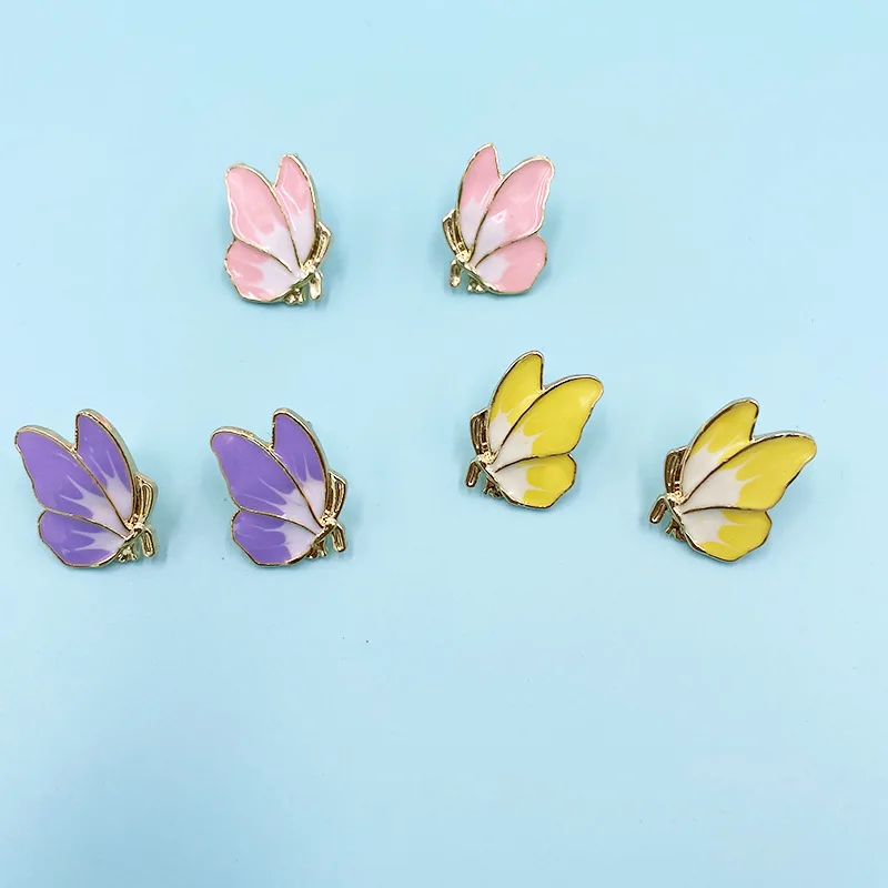 

2022 New Smart Butterfly Earrings French Drop Oil Color Butterfly Stud Earrings Women's Fashion Simple and Cute Earrings