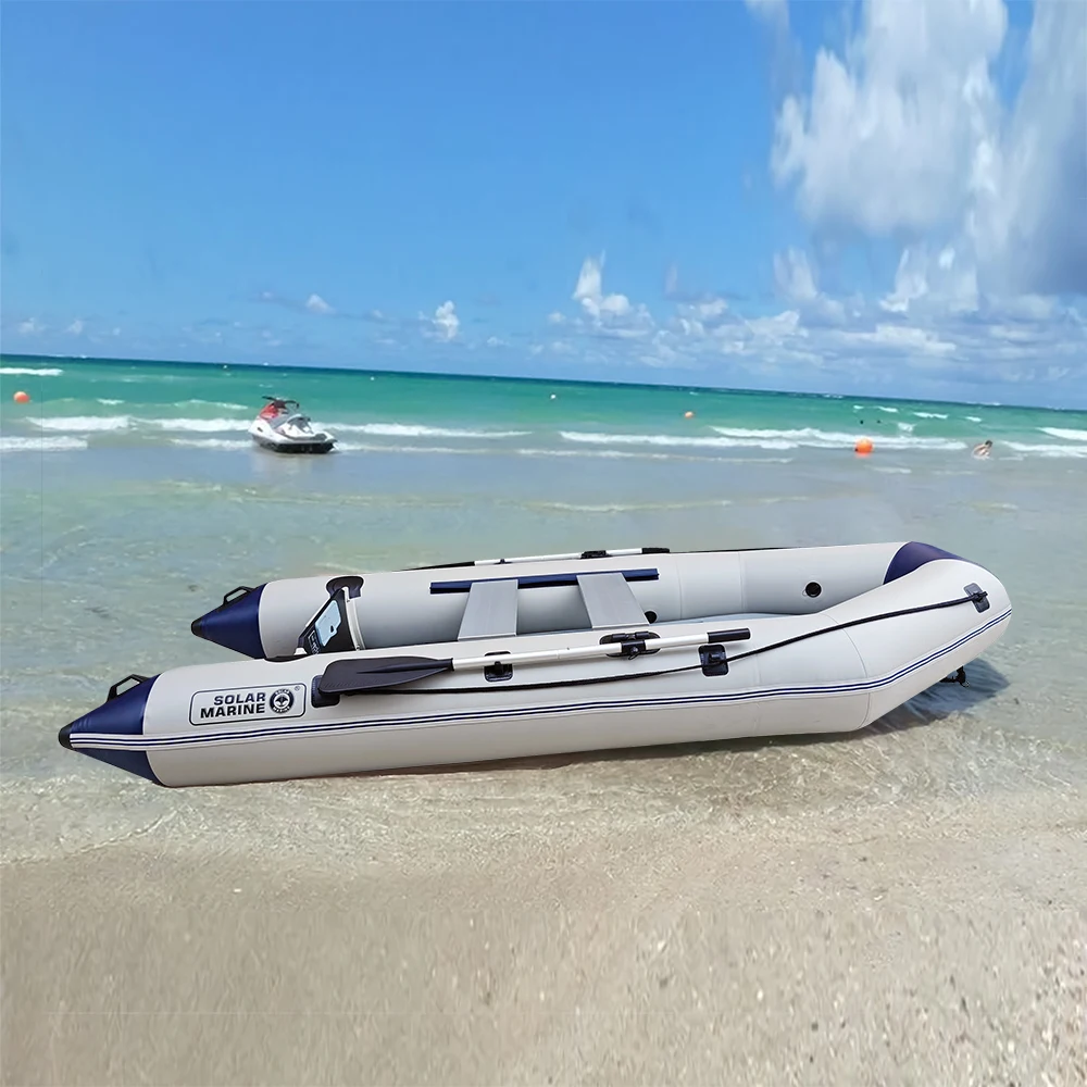 Фото Надувная штурмовая лодка MC300-3 Solar Marine 10 футов для 4 человек с прочным надувным дном, спасательный каяк, гребное каноэ с термосваренным корпусом №5