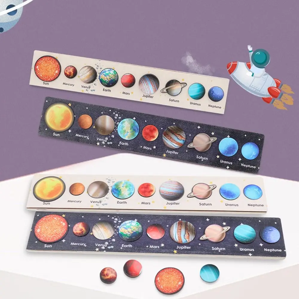 

Universe Solar System Puzzle Cartoon Astronomy Wooden Planets Matching Board Planet Puzzles Learning Cognition