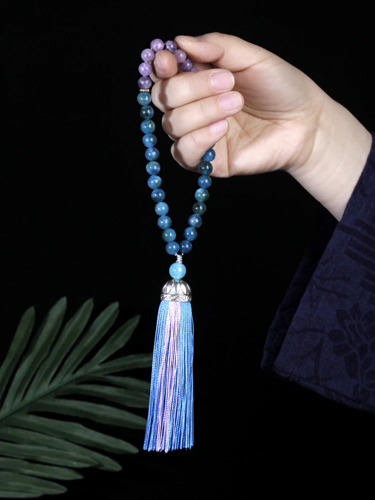 

8mm Rose Quartz Islamic Muslim Tasbih 33 Bead Bracelet Women Tassel Blessing Rosary Natural Semi-Precious Stone Jewelry