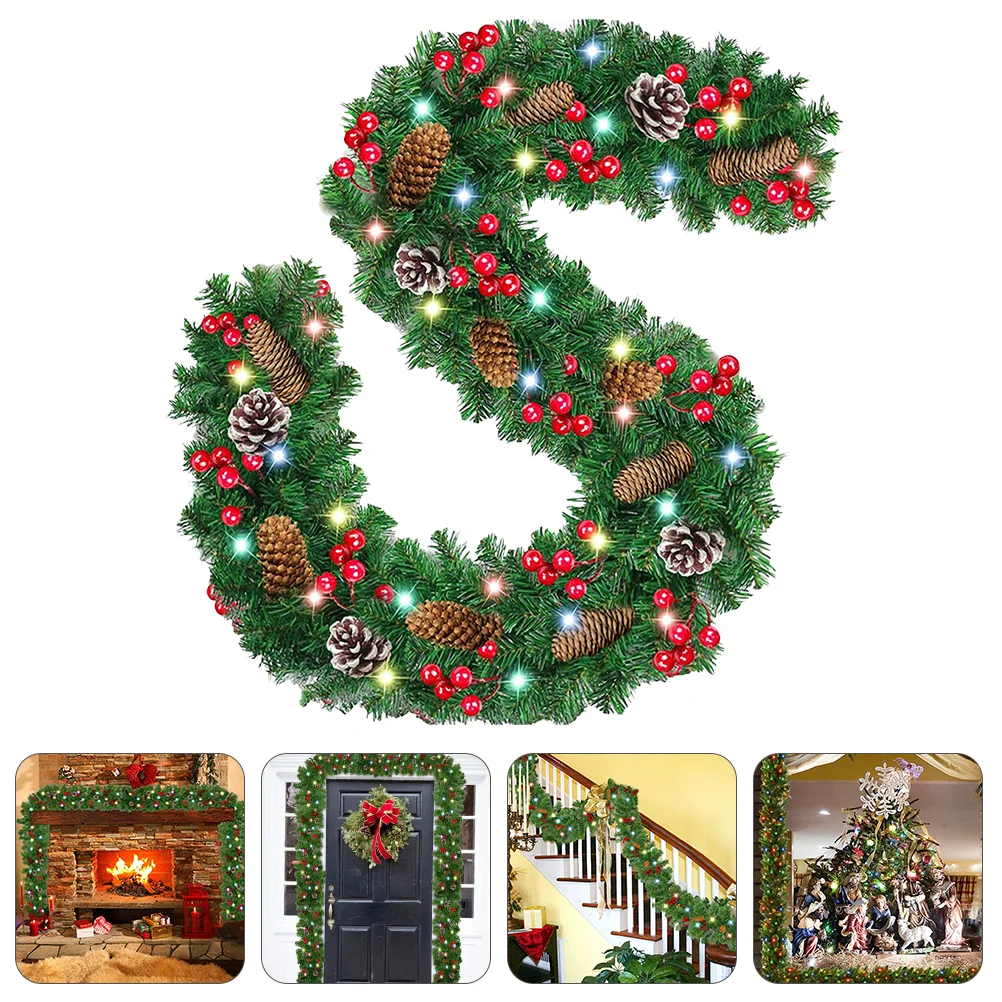 

Garland Christmas Artificialleavesled Lighted Berry Indoor Light Lightsdecorgarlandstree