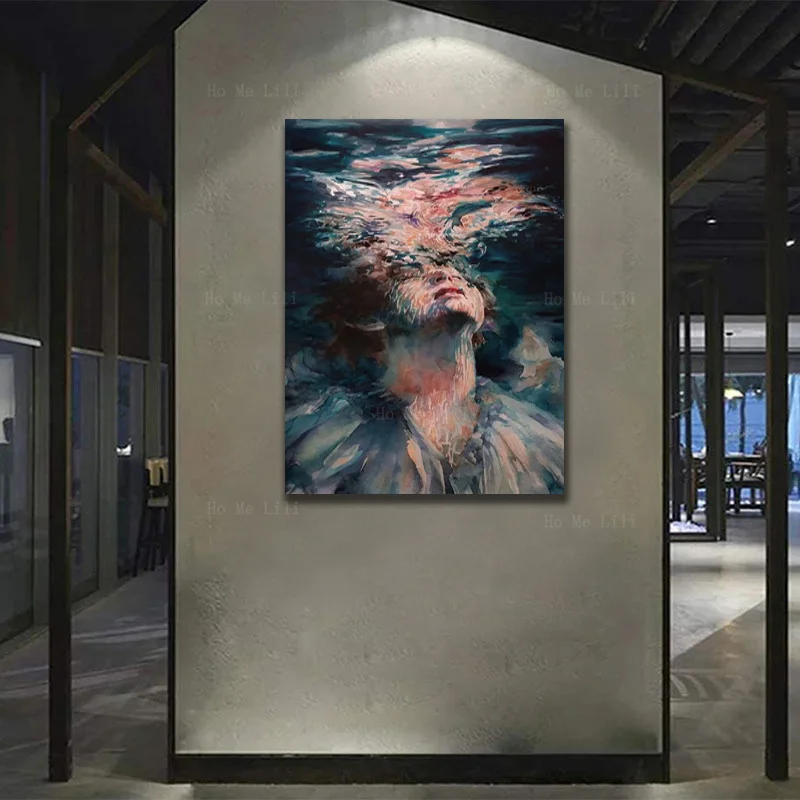 

Современная Абстрактная подводная живопись девушки, утонувшей в глубоководной комнате, стена украшена Ho Me Lili