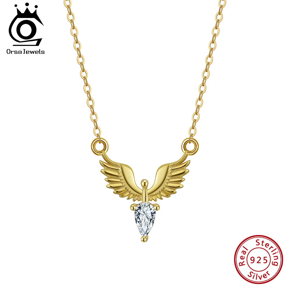 ORSA JEWELS Изящное ожерелье с подвеской в виде Феникса цирконом 5А стерлинговое