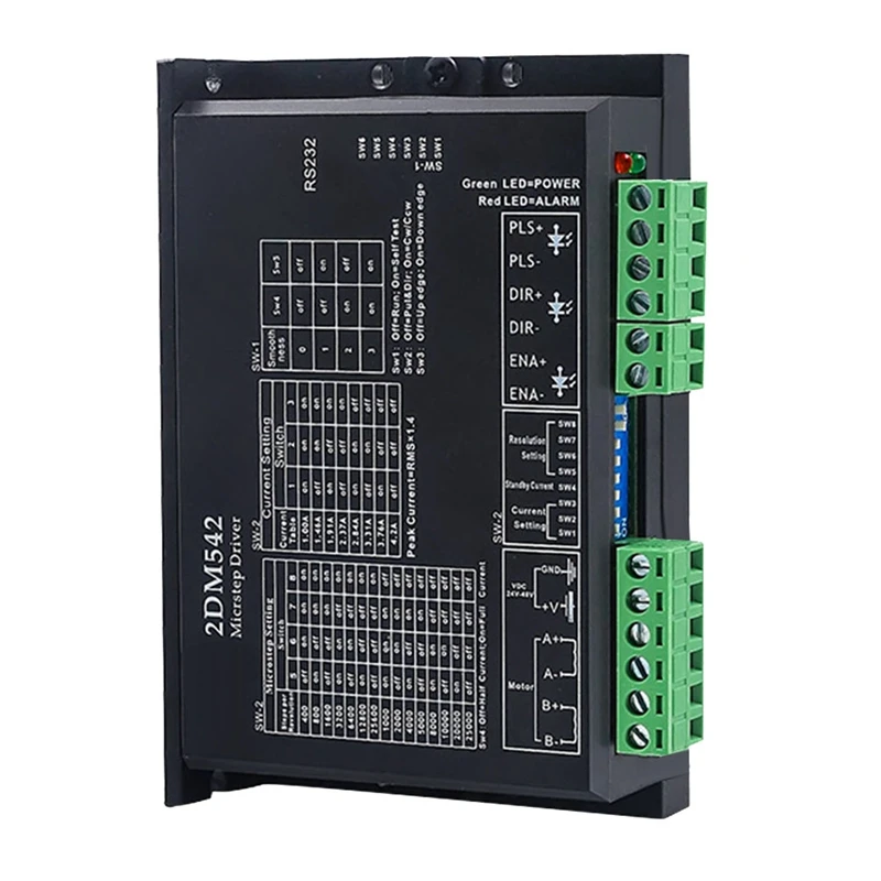 

Plastic Stepper Motor Driver 2DM542 2 Phase Output 4A For 57Mm4 2Mm Motor 24-48VDC