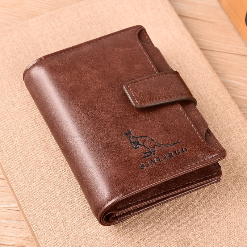 Genuine Leather Men's Zipper Wallet Short RFID Blocking Coin Purse Business Card Holder Multi Function Male Money Clip