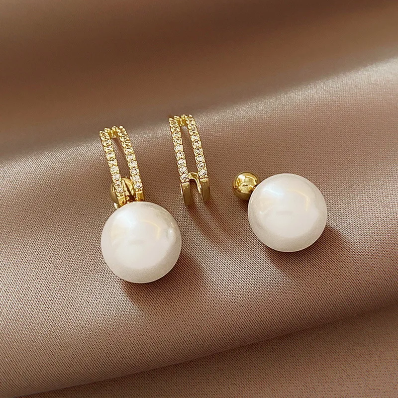 

Vintage Geometric Zircon Pearl Drop Earrings for Women 3 Ways to Wear Bow-knot Circle Pearl Ear Studs Fashion Jewelry Gifts