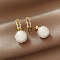 vintage geometric zircon pearl drop earrings for women 3 ways to wear bow knot circle pearl ear studs fashion jewelry gifts