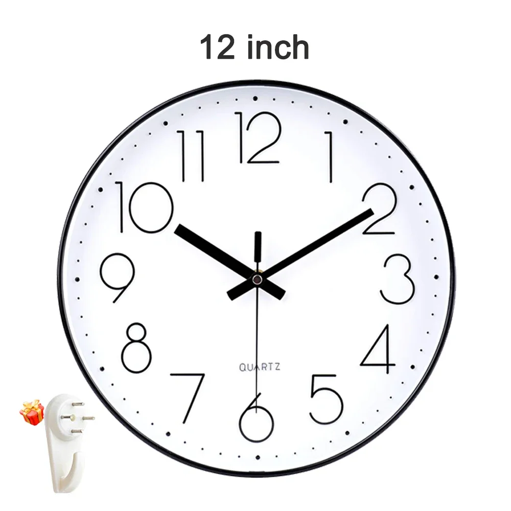 

12/8 Дюймов Бесшумные Кварцевые Настенные Часы, Простой Цифровой Домашний Декор Для Гостиной, Спальни, Кухни - Стиль