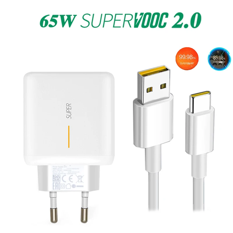 Фото 65 Вт Supervooc 2,0 быстрое зарядное устройство 1 м Type-C кабель для OPPO Realme GT2 Pro GT2 Neo Realme GT 5G GT Neo GT Explorer Master Superdart №1