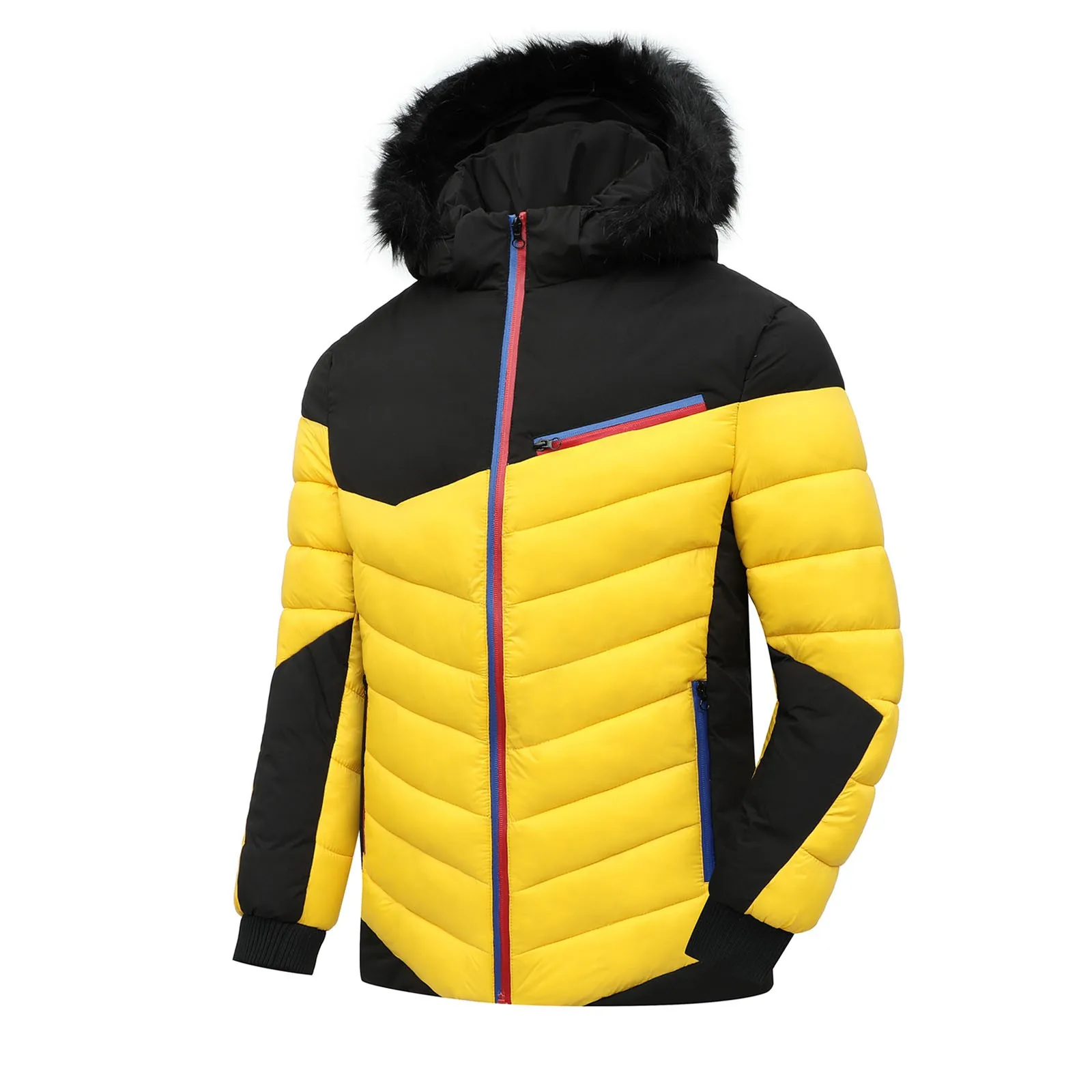

Мужское утепленное пальто, теплая зимняя ветрозащитная куртка на молнии со съемным капюшоном и искусственной отделкой, с карманами на молнии