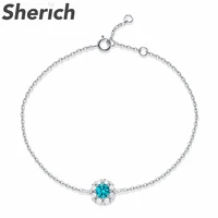 sherich 0 5ct light blue moissanite diamond 925 sterling silver fashion elegant charming ice age flower bracelet womens jewelry