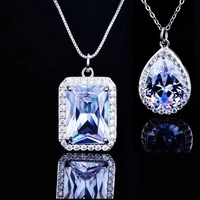 hoyon new temperament simple and fashionable rectangular zircon pendant drop shaped high carbon diamond style pendant necklace