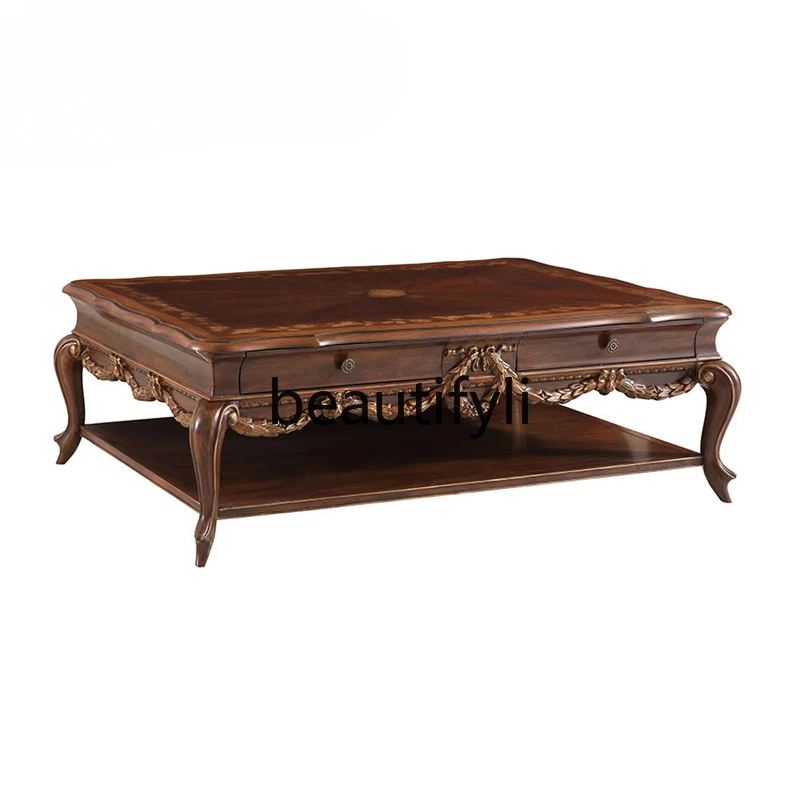 Журнальный столик из паркета шпона Chanson резной европейский журнальный