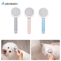 self cleaning slicker brush for dog and cat removes undercoat tangled hair massages particle pet comb improves circulation
