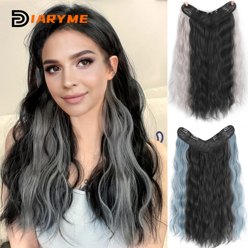 

Synthetic Long Wavy Hair Pieces Invisible Clip In Hair Extension Fluffy Natural Wig For Women Heat Resistant Hair Pieces Fake Ha