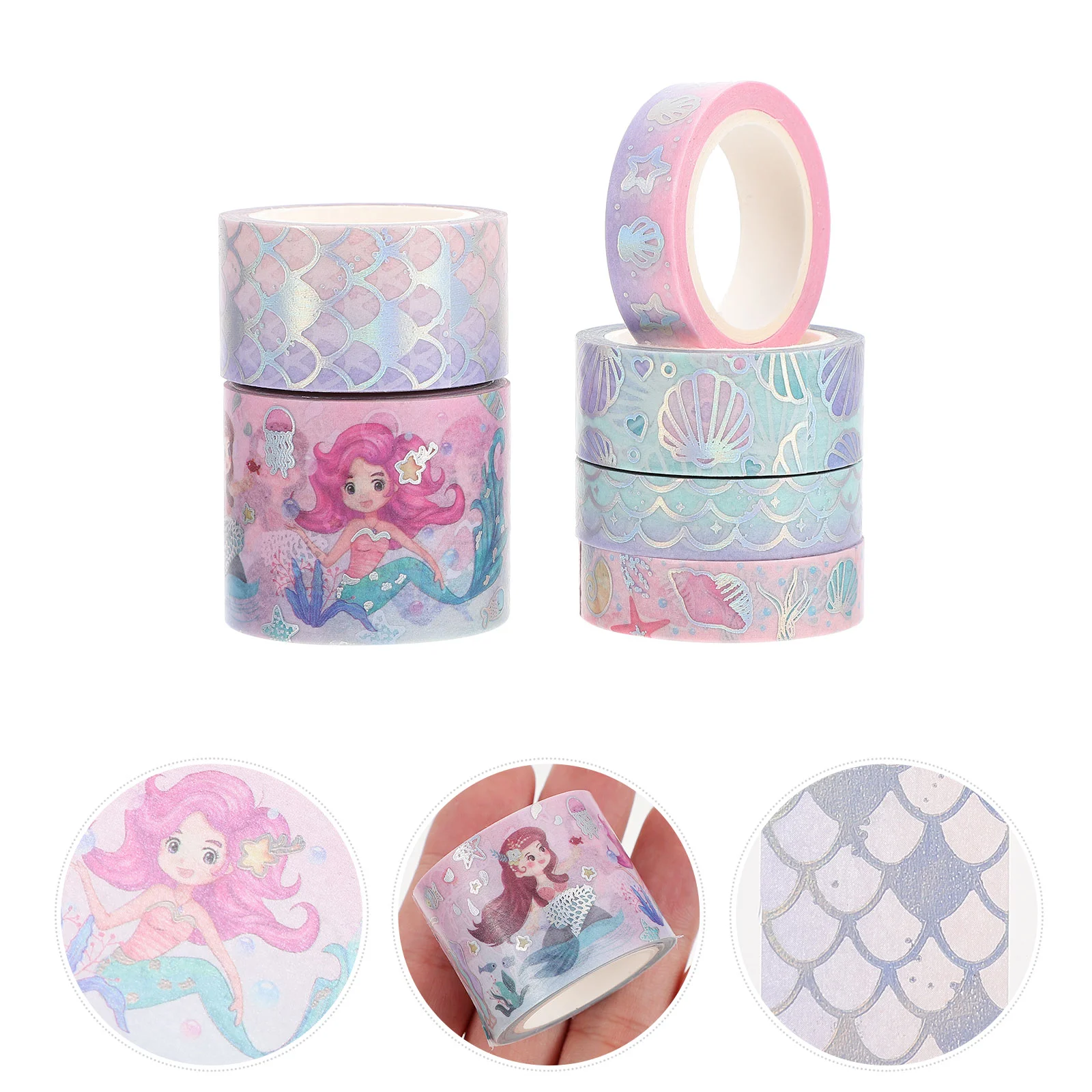 

Tape Washi Paper Masking Crafts Journal Sticky Tapes Sticker Sparkly Mermaid Decorative Diary Glitter Vintage Beach Diy Craft