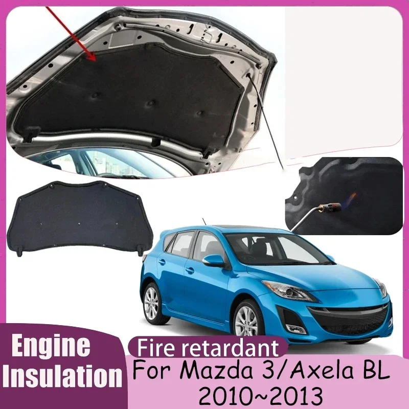 Фото Для Mazda 3 Mazda Axela 2 BL 2010~2013 2011 2012 Автомобильная передняя шумоизоляция капота, теплоизоляция двигателя, звукоизоляционный материал, аксессуары. №1