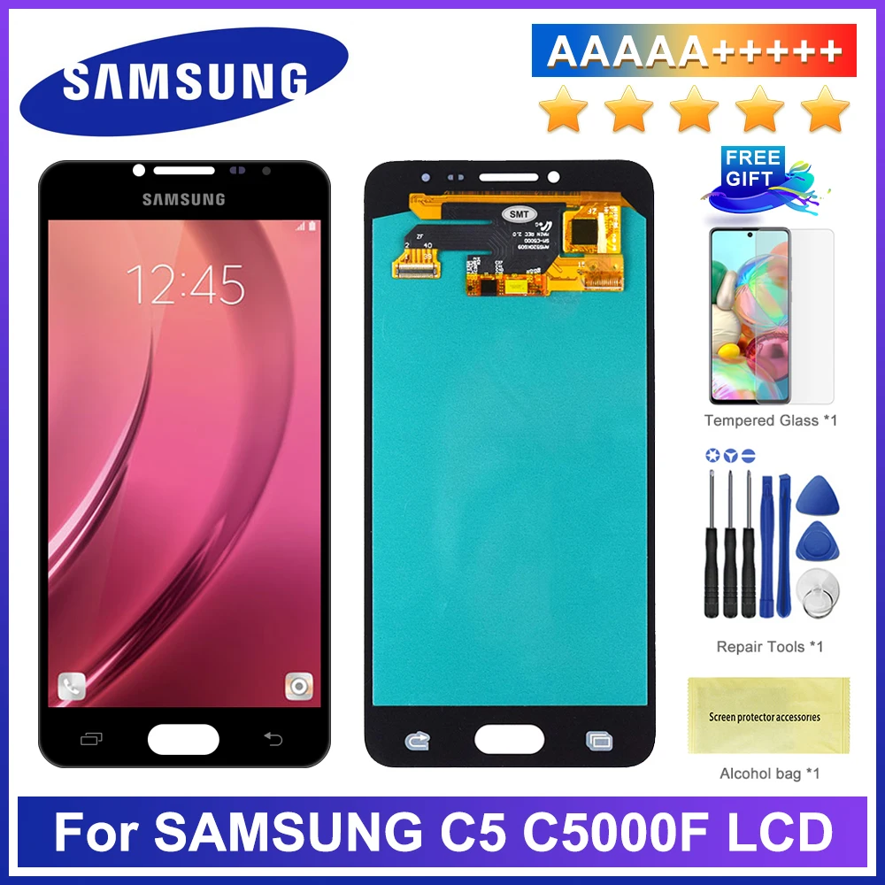 

5.2'' Super AMOLED For SAMSUNG GALAXY C5 C5000 LCD Display Touch Screen Digitizer Assembly Replacement C5 LCD Display