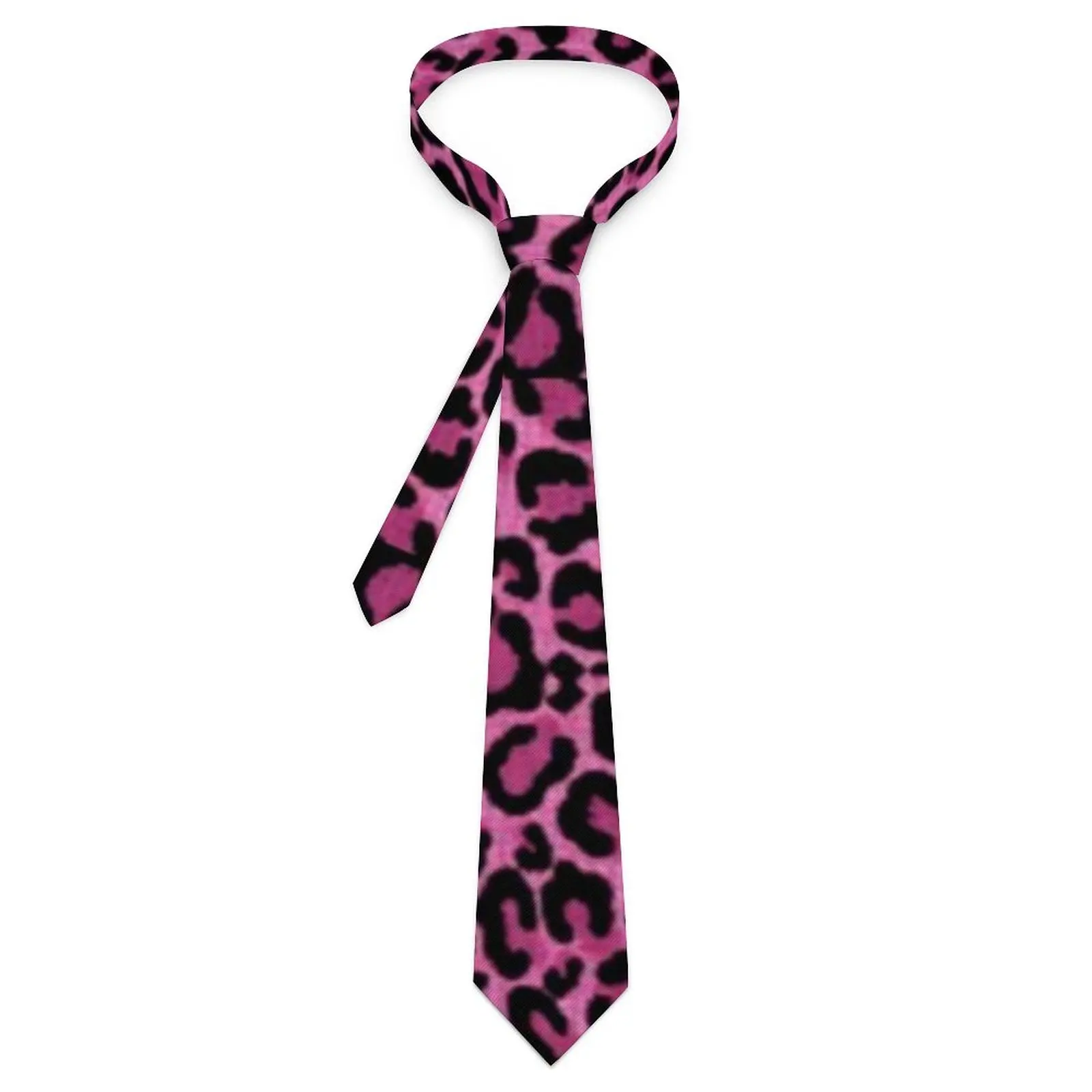 

Забавный галстук с леопардовым принтом, милые забавные галстуки с рисунком розовых и черных пятен для взрослых, ежедневная одежда, Женский Галстук