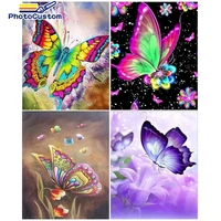 photocustom picture by number butterfly handpainted gift drawing acrylic home decoration oil painting by numbers animals wall ar