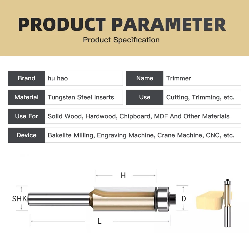 HUHAO деревянные фрезы для фрезерной обработки Верхний подшипник карбидный