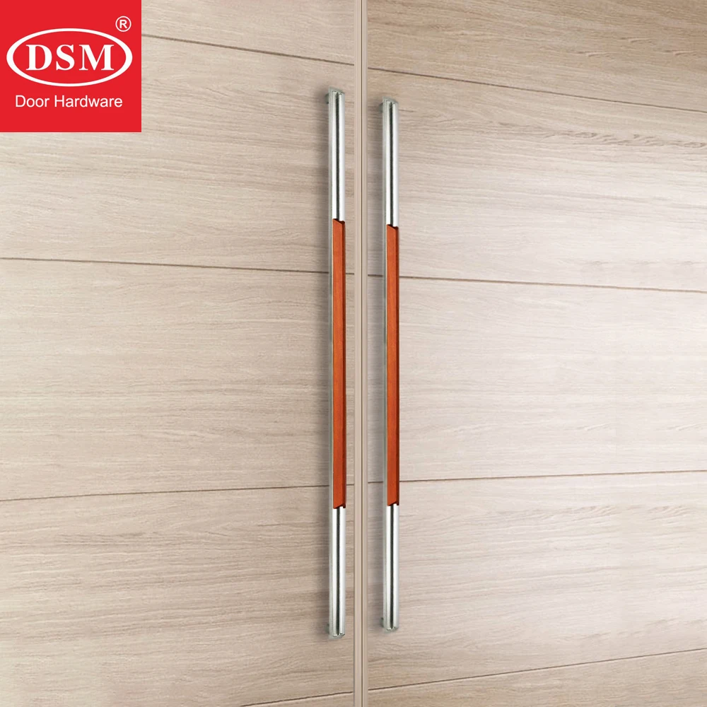 

800mm Polishing SUS304 Stainless Steel Plus Sapele Wood Entrance Door Pull Handle Wooden/Frame/Glass Doors Pulls PA-229