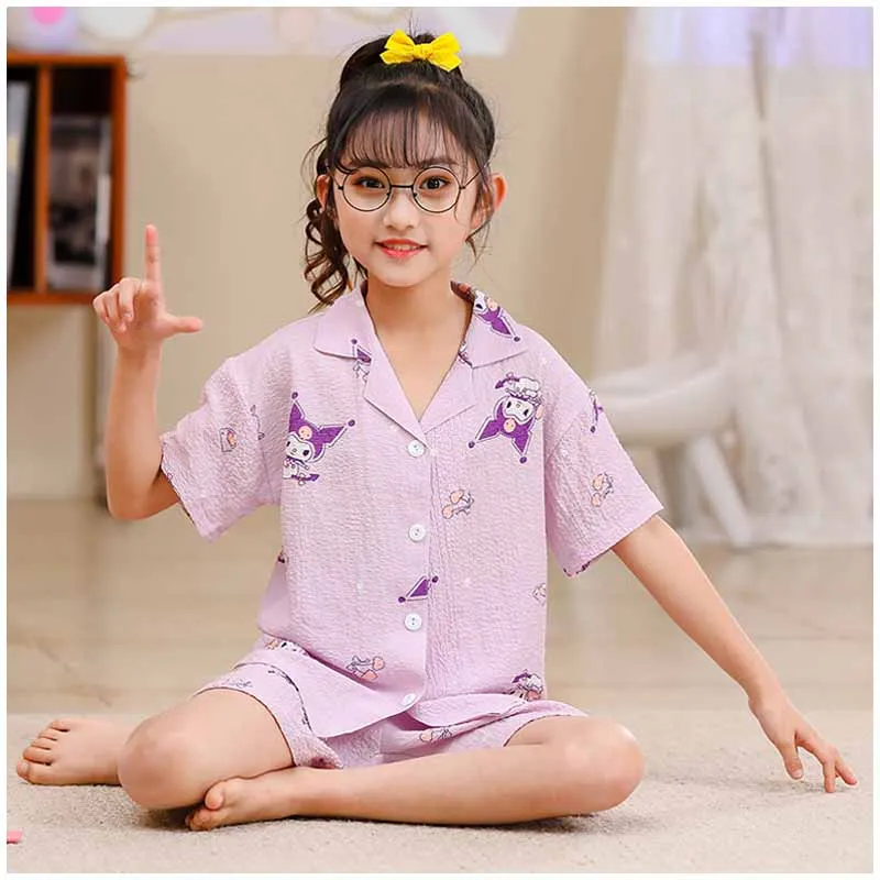 

Sanrios Аниме фигурки Cinnamoroll Kuromi My Melody понравико Детская Пижама мультяшная домашняя одежда для девочек с коротким рукавом шорты костюм