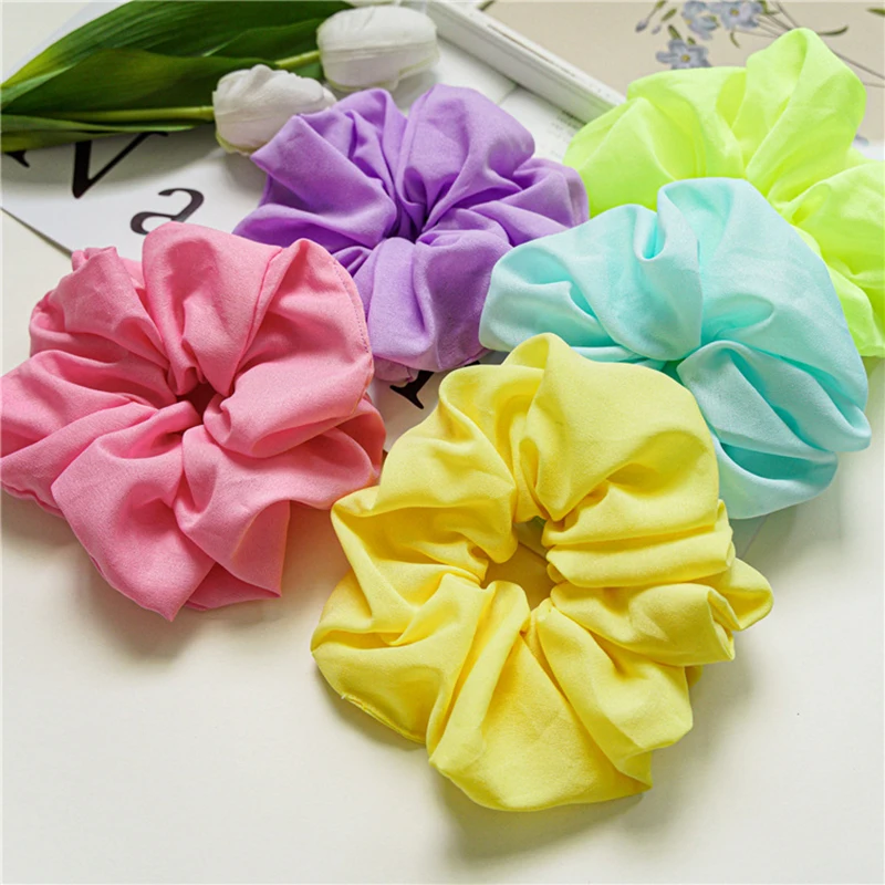 

Girls Fluorescence Energetic Oversized Scrunchies Solid Color Bright Big Size Hair Ring Simple Sweet Headwear Hair Accessories