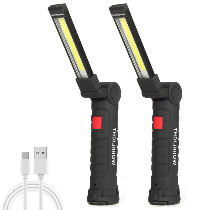 USB Rechargable Lamp Magnet Auto COB Repair Work Light 360 ° Rotary Folding LED Flashlight Multi-Function Working Lamp