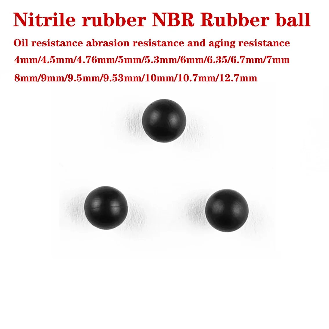 Фото Черные цельные шарики из нитрил-каучука NBR диаметром 4/4.5/4.76/5/5.3/6.35/6.7/7/8/9/10/10.7-12.7 мм, герметичные, для промышленного использования и DIY-проектов №3