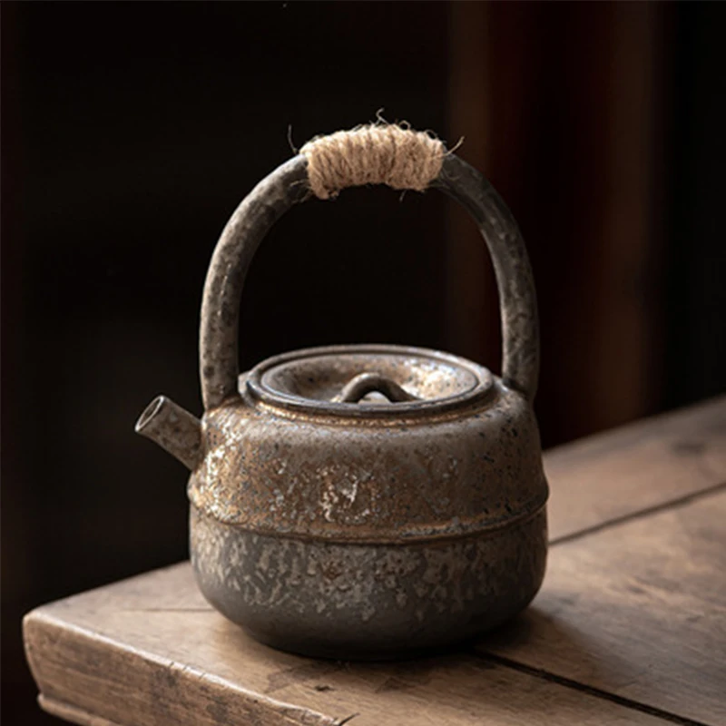 

Household Stoneware Lifting Beam Kettle Japanese Retro Handmade Teapot Ceramic Kung Fu Tea Set Large-capacity Teapot