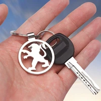 car keychain chrome silver car logo key ring car logo auto parts cutout keychain simple beautiful for peugeot 107 108 206 207 et