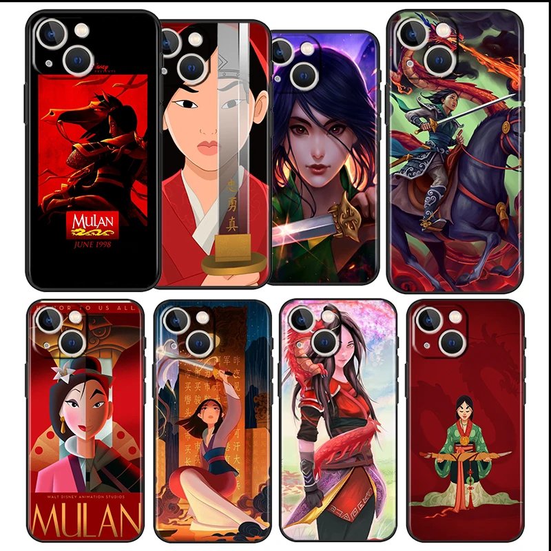 

Disney hero Mulan For Apple iPhone 13 12 Pro Max Mini 11 Pro XS Max X XR 6 7 8 Plus SE2020 Black Phone Case Funda Capa