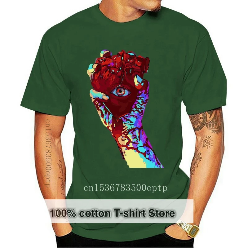 

Мужская серая футболка с надписью «Hand hold One-Eyed Heart Trippy Art»