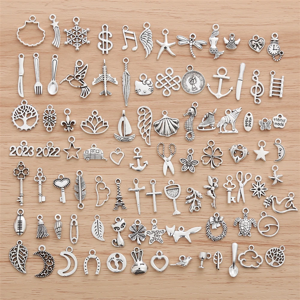 

Wholesale Bulk 100 Pcs/Set Various Styles Exquisite Small Charms Women's Fashion Jewelry Making Supplies Necklace Earrings DIY