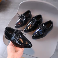 boys leather shoes spring autumn new britain kids fashion low heels students performance pointed toe lace up children gradient
