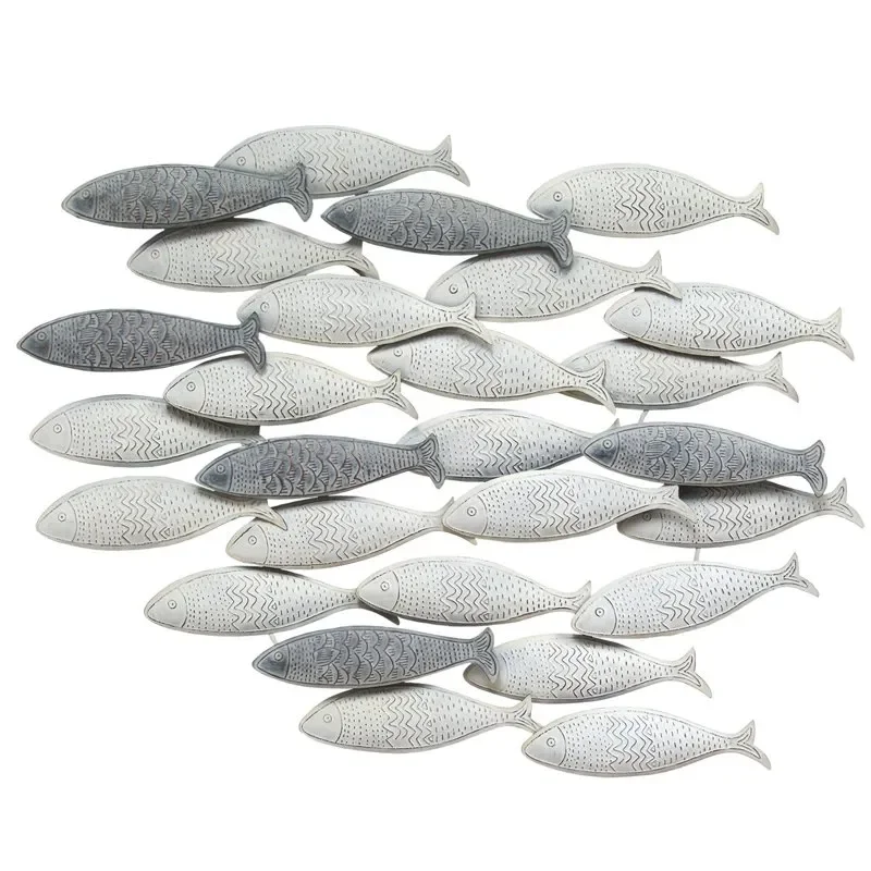 

Coastal Grey School of Fish Centerpiece Wall Decor For Home Wall Decoration