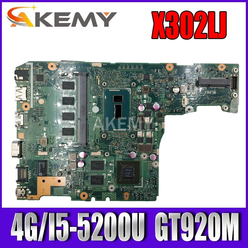 

Материнская плата Akemy X302LJ MAIN_BD._ 4G/I5-5200U/AS GT920M V2G 90NB07V0-R00020 для Asus X302LA X302LJ, материнская плата ноутбука 100% протестирована