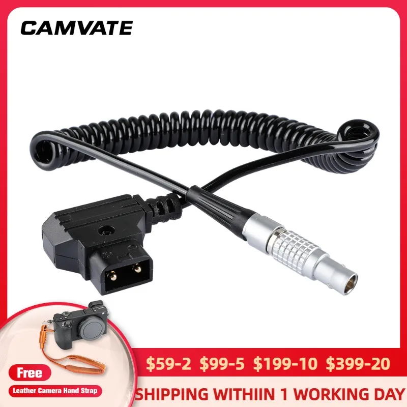 

CAMVATE Standard Male D-Tap To LEMO FGG 0B 2 Pin Male Coiled Power Cable Connector For Teradek, Paralinx, Cinegears, Ghost Eye