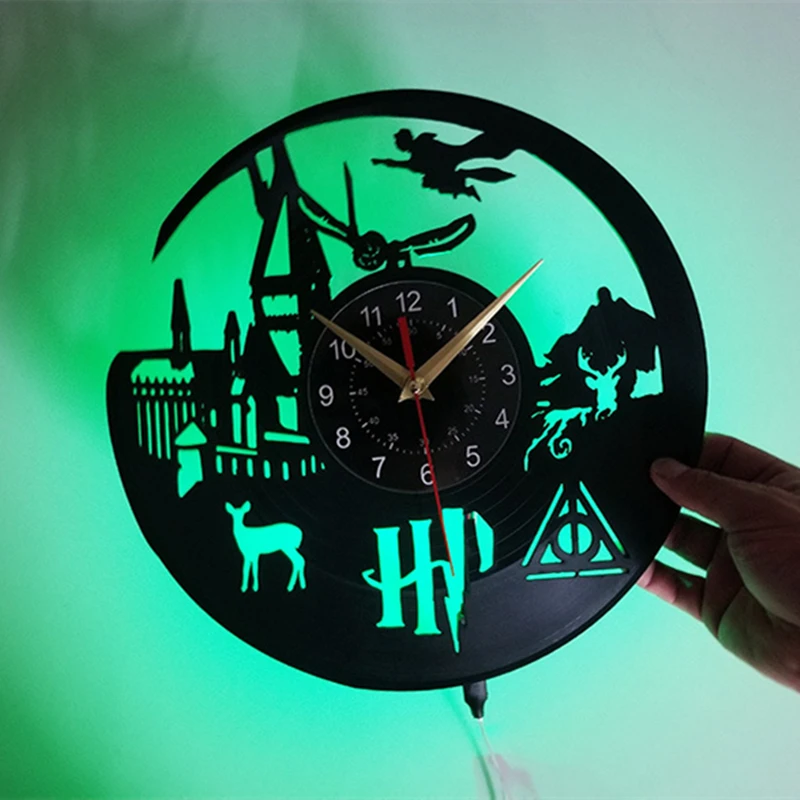 Настенные часы с виниловой пластиной в стиле Хогвартс экспресс виниловые