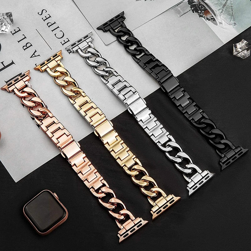 Stainless Steel Strap for Apple Watch band 40mm 44mm 38mm 42mm Metal Link Bracelet for iWatch 6 SE 5 4 7 41mm 45mm Women Correa